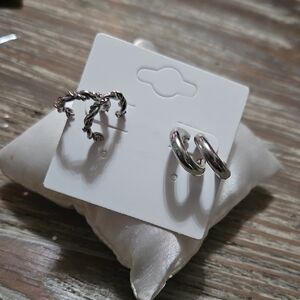 Silver Stud Style Hoop Earrings